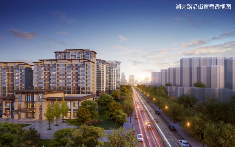 湖岗路沿街黄昏透视图